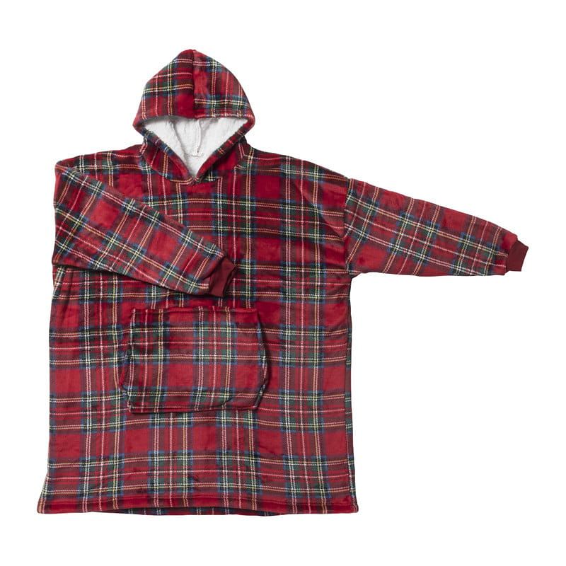 Foto van Oversized hoodie kerst ruit - rood - one size