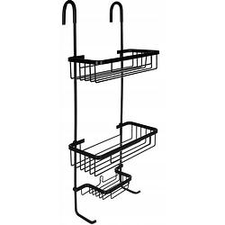 Foto van Doucherek - maxozo saris - 3 laags - hangend - badkamerrek zonder boren - onderhoudsvrij - zwart