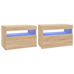 Foto van The living store tv-meubelen 2 st led-verlichting 60x35x40 cm sonoma eikenkleur - kast