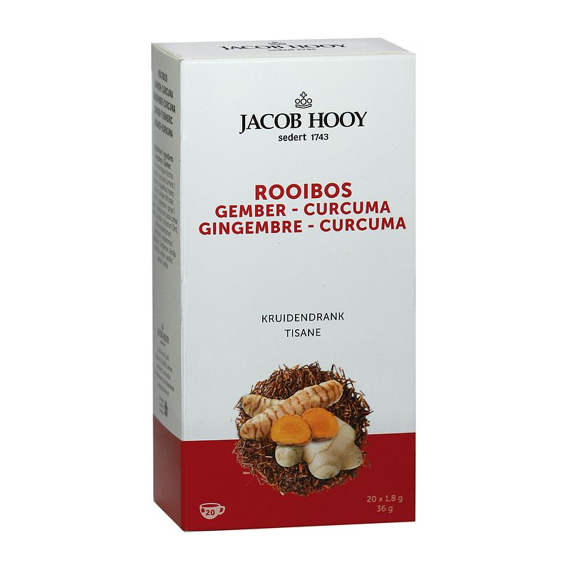 Foto van Jacob hooy rooibos gember curcuma kruidendrank