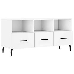 Foto van The living store televisiekast tv-meubel - 102 x 36 x 50 cm - wit - bewerkt hout en ijzer