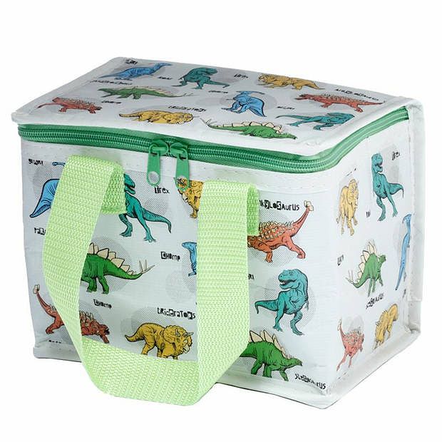 Foto van Kleine lunch koeltas - dinosaurus print - 21 x 16 x 14 cm - 4,7 liter - koeltas