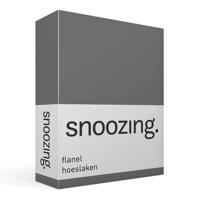 Foto van Snoozing - flanel - hoeslaken - 80/90x200 cm - antraciet