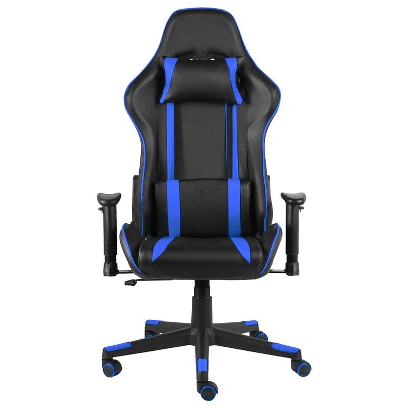 Foto van The living store gamingstoel - zwart/blauw - computerstoel - hoge rugleuning - ergonomisch - verstelbaar