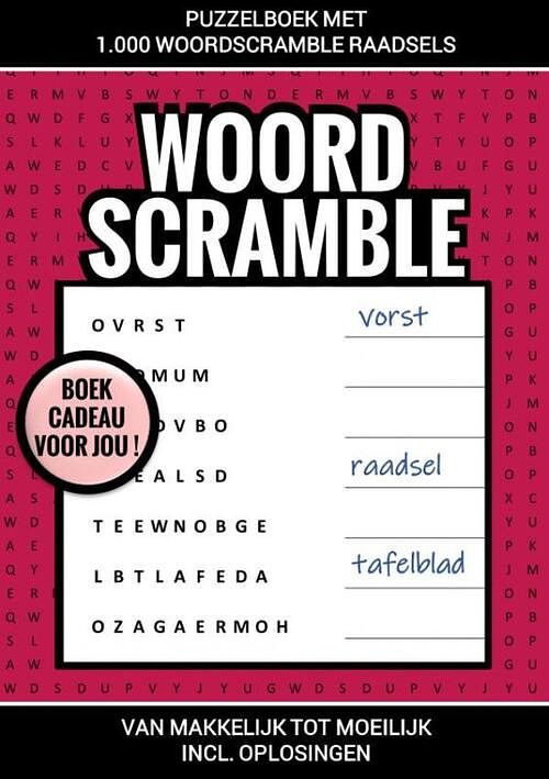 Foto van Boek cadeau voor jou! - puzzelboek met 1.000 woord scramble raadsels - boek cadeau - paperback (9789464800401)