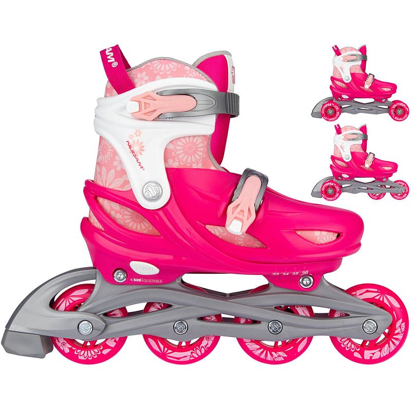 Foto van Nijdam 3-in-1 skates floral switch polyester roze/wit mt 29-32