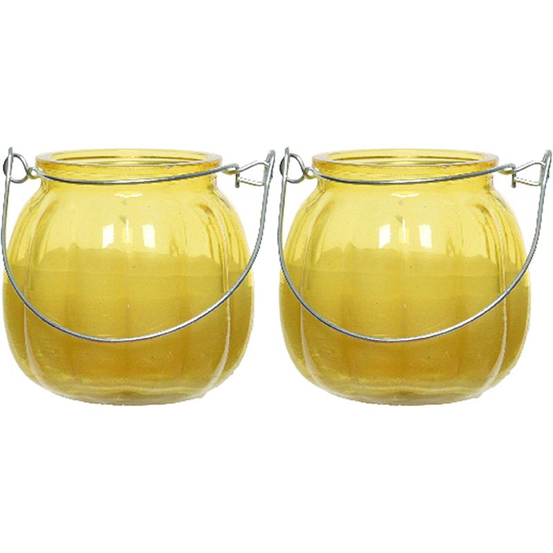 Foto van 2x citronella kaarzen - glas - anti muggen - 15 branduren - d8 x h8 cm - geurkaarsen