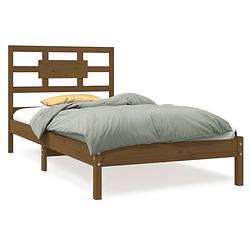 Foto van The living store houten bedframe - massief grenenhout - 205.5 x 105.5 x 100 cm - honingbruin