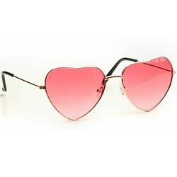 Foto van Hippie flower power hartjes zonnebril roze - sixties - verkleedbrillen