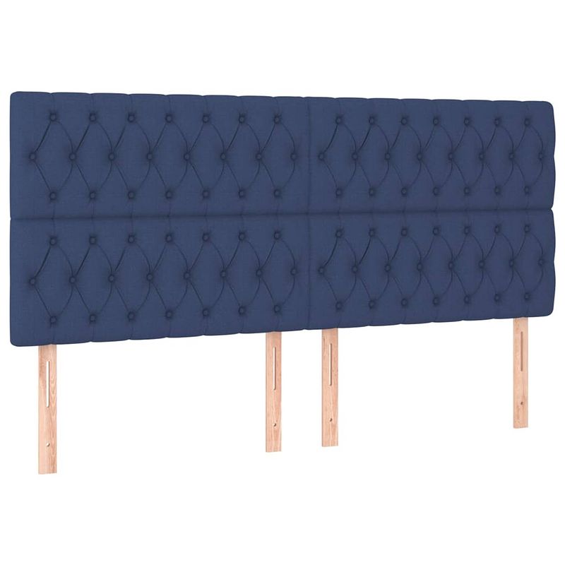 Foto van The living store hoofdbord bedaccessoires - 200x7cm - blauw