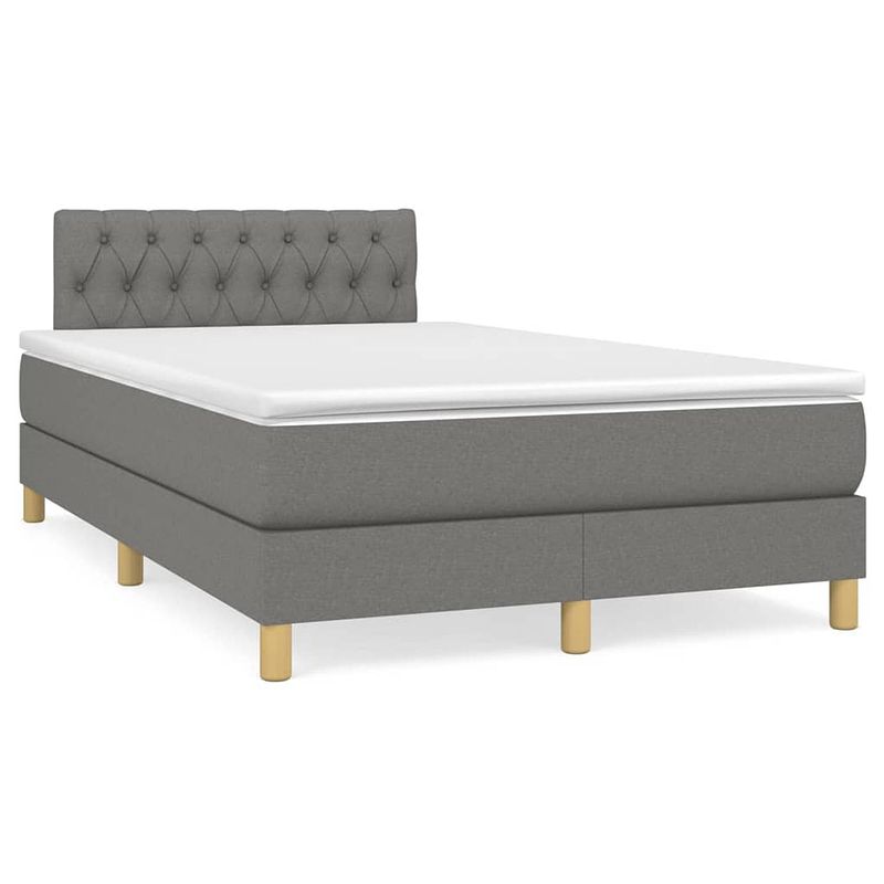 Foto van The living store boxspringbed dark grey 203x120x78/88 cm - pocketveringmatras - middelharde ondersteuning -