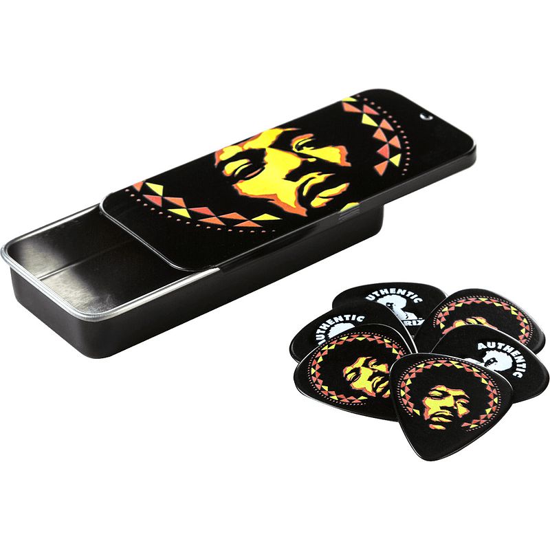 Foto van Dunlop jhpt16h authentic hendrix '69 psych series pick tin mandala plectrumdoosje met zes plectra