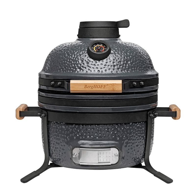 Foto van Berghoff keramische barbecue medium ron - steengrijs - 40 cm