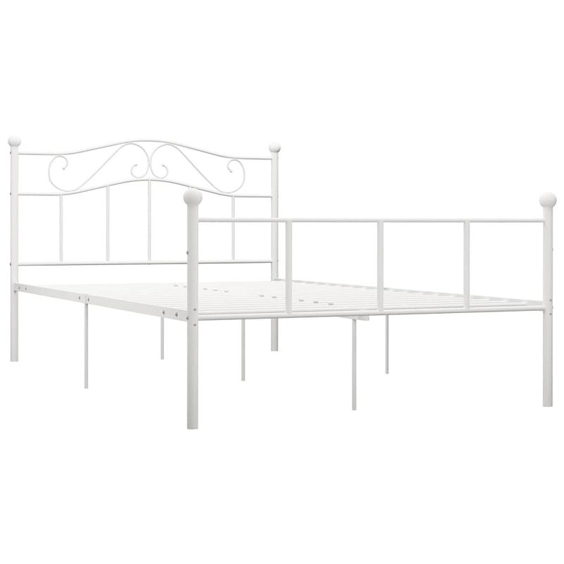 Foto van The living store metalen bedframe - 208 x 167.5 x 95 cm - wit - geschikt voor 160 x 200 cm matras - eenvoudig te