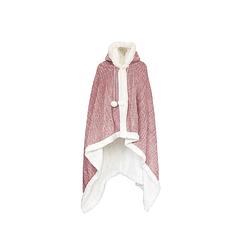 Foto van Linnick hoodie flanel fleece deken met capuchon croco - roze - 130x180cm