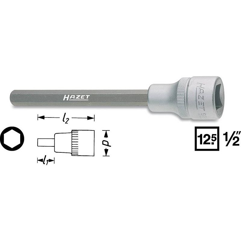 Foto van Hazet 986slg-6 986slg-6 inbus dopsleutel-bitinzet 6 mm 1/2 (12.5 mm)