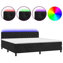 Foto van Vidaxl boxspring met matras en led fluweel zwart 200x200 cm