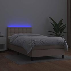 Foto van The living store boxspring bed - kunstleer - led - pocketvering matras - huidvriendelijk topmatras - 203x90x78/88 cm -