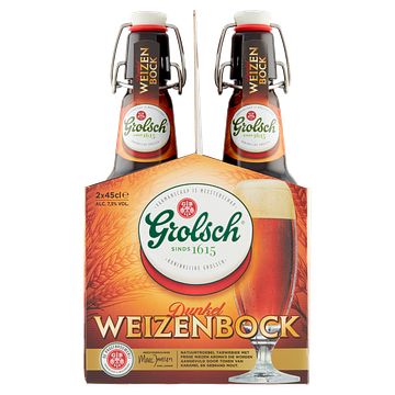 Foto van 2e halve prijs | grolsch dunkel weizenbock fles 2 x 450ml aanbieding bij jumbo