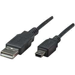 Foto van Manhattan usb-kabel usb 2.0 usb-a stekker, usb-mini-b stekker 1.80 m zwart vergulde steekcontacten, ul gecertificeerd 333375-cg