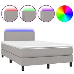 Foto van Vidaxl boxspring met matras en led stof lichtgrijs 120x200 cm