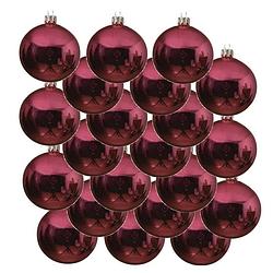 Foto van 18x glazen kerstballen glans kerst rood 6 cm kerstboom versiering/decoratie - kerstbal