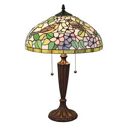 Foto van Haes deco - tiffany tafellamp geel, groen, roze ø 41x60 cm fitting e27 / lamp max 2x60w