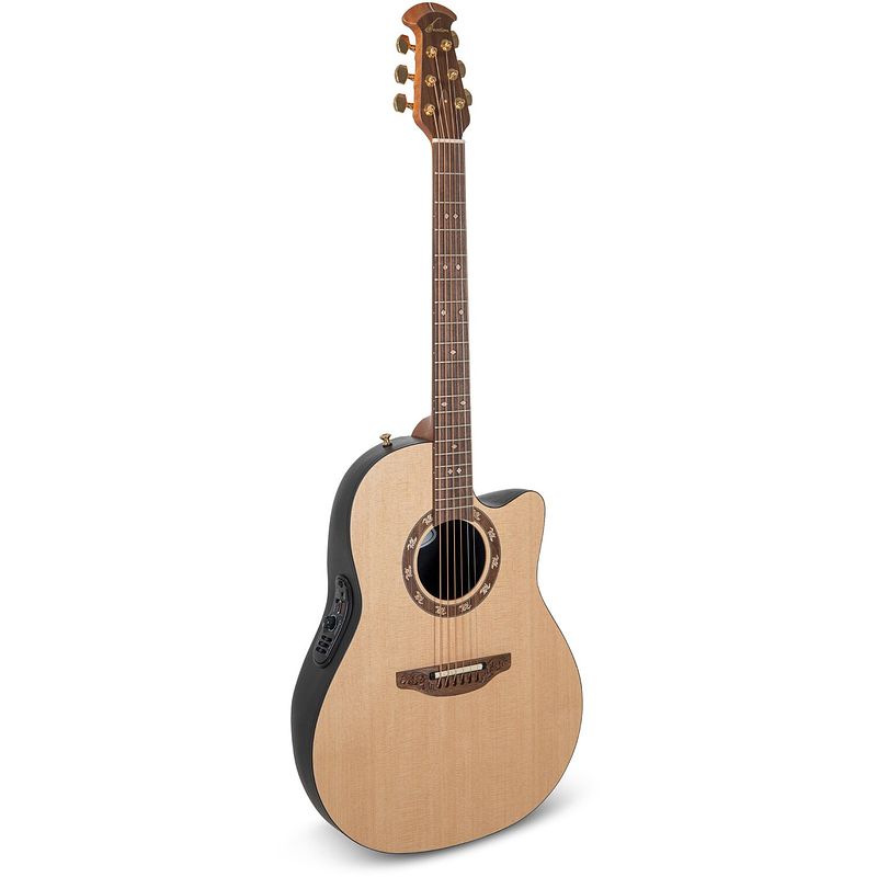 Foto van Ovation pro series legend 1767-4s-g usa deep bowl natural satin elektrisch-akoestische gitaar met koffer