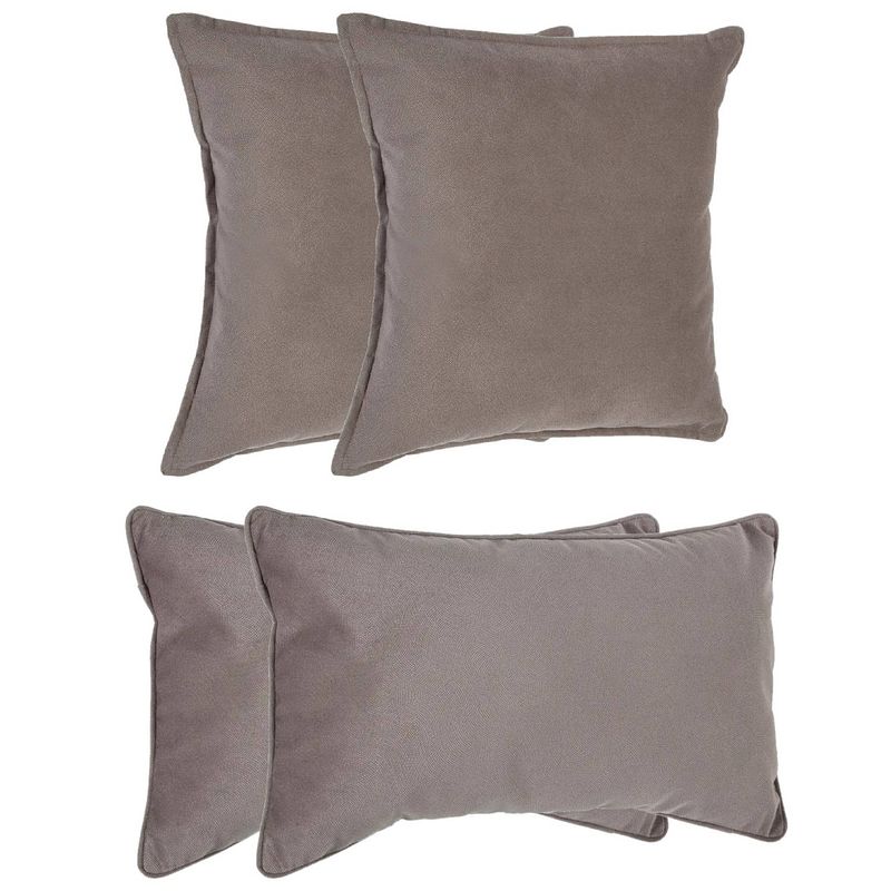 Foto van Bank/sierkussens huiskamer sophia - set 4x stuks - taupe/beige - polyester - met rits - 2 formaten - sierkussens