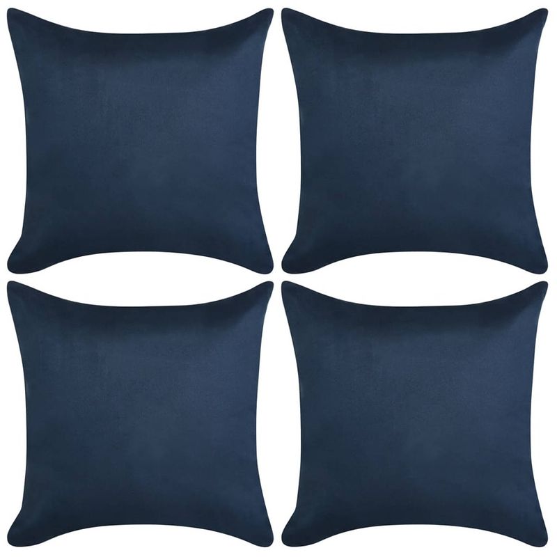 Foto van Vidaxl kussenhoezen 4 stuks marineblauw imitatie suède 80x80 cm polyester