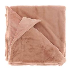 Foto van Unique living klaas fleece plaid - fleece polyester - 150x200 cm - old pink