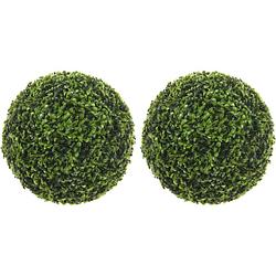 Foto van 2x stuks buxus bol theeblad groen d37 cm kunstplant uv-bestendig - kunstplanten