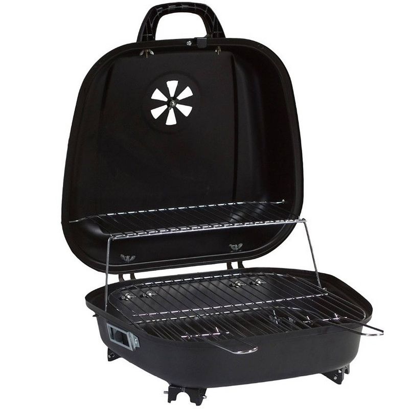 Foto van Tafel houtskool bbq / barbecue zwart 41 x 42 cm - houtskoolbarbecues