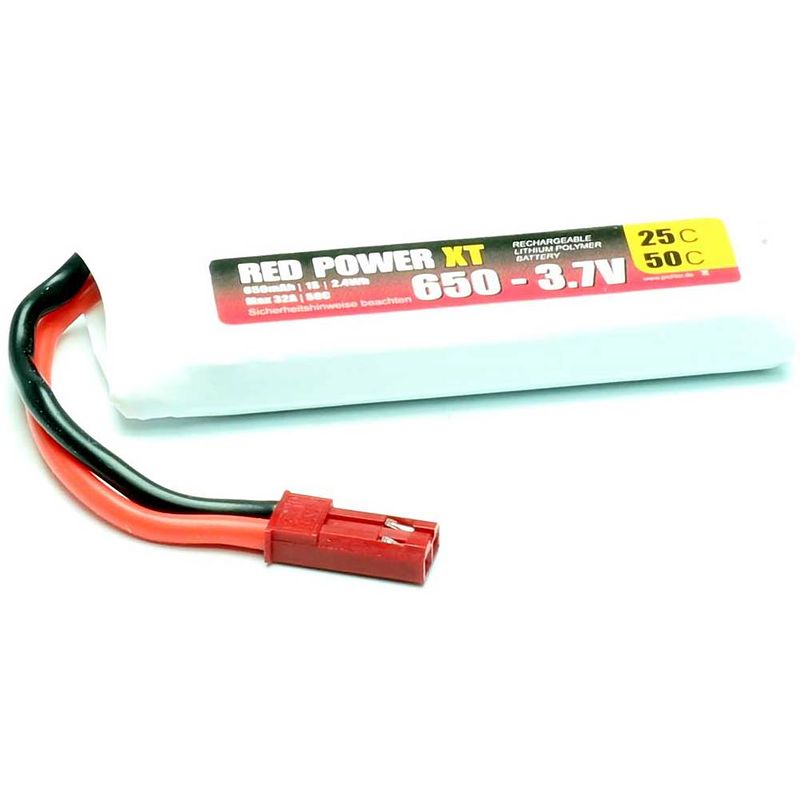 Foto van Red power lipo accupack 3.7 v 600 mah 25 c softcase jst, bec