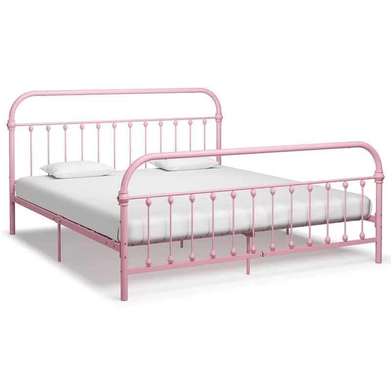 Foto van Vidaxl bedframe metaal roze 180x200 cm