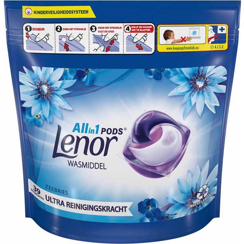 Foto van Lenor wasmiddel all-in-1 pods zeebries 39 stuks