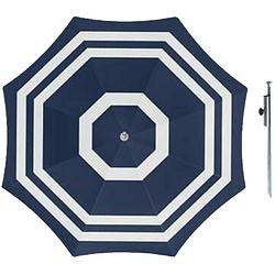 Foto van Parasol - blauw/wit - d160 cm - incl. draagtas - parasolharing - 49 cm - parasols