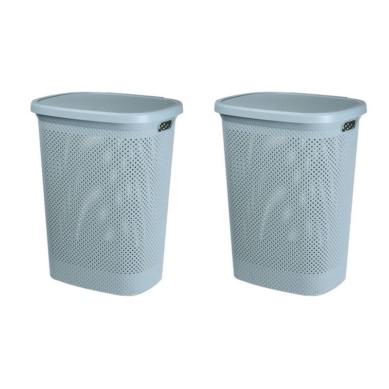 Foto van 2x stuks mintgroene kunststof wasmand 60 liter 37 x 46 x 60 cm - wasmanden