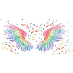 Foto van Muursticker kinderkamer kleurrijke regenboog vleugels engel deur sticker 60 cm