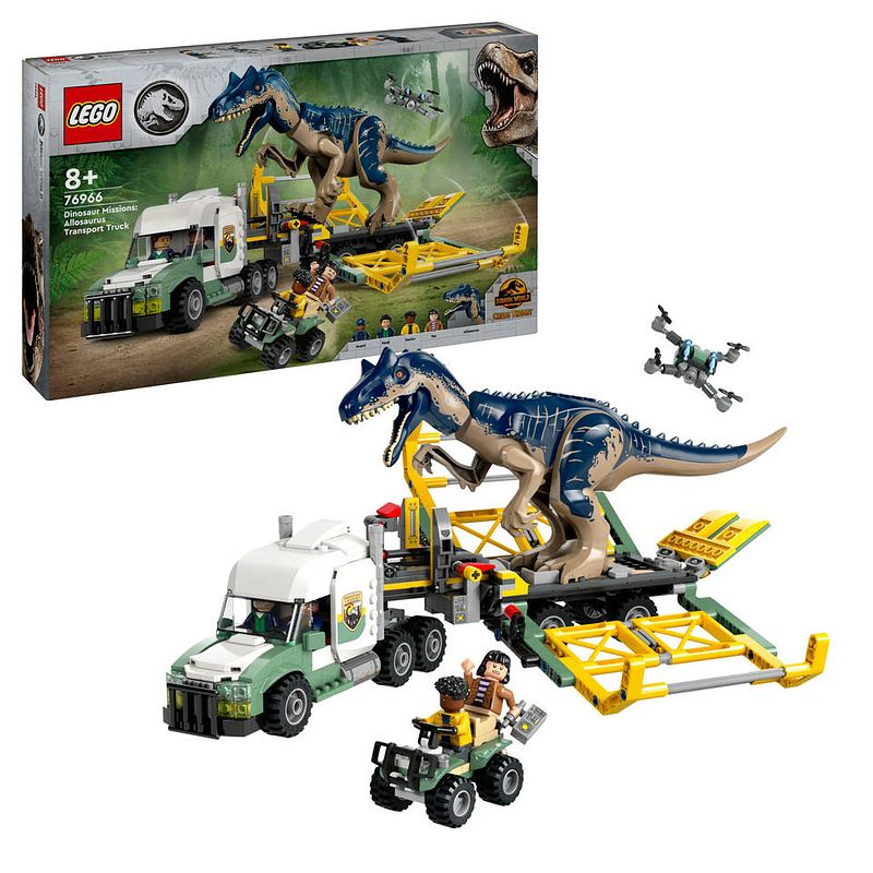 Foto van Lego jurassic world dinosaurusmissies: allosaurus transporttruck 76966