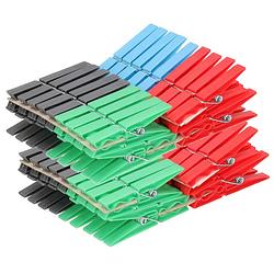 Foto van 72x gekleurde wasknijpers - plastic wasgoedknijpers - knijpers/wasspelden voor wasgoed 72 stuks