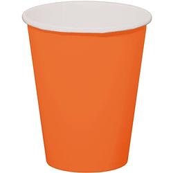 Foto van 24x stuks drinkbekers van papier oranje 350 ml - feestbekertjes