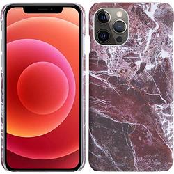 Foto van Basey hoes voor iphone 11 pro hoesje marmer case marmeren cover hoes rood marmer hardcover