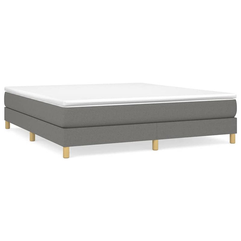 Foto van The living store boxspringbed - donkergrijs - 203 x 160 x 25 cm - pocketvering matras - middelharde ondersteuning -