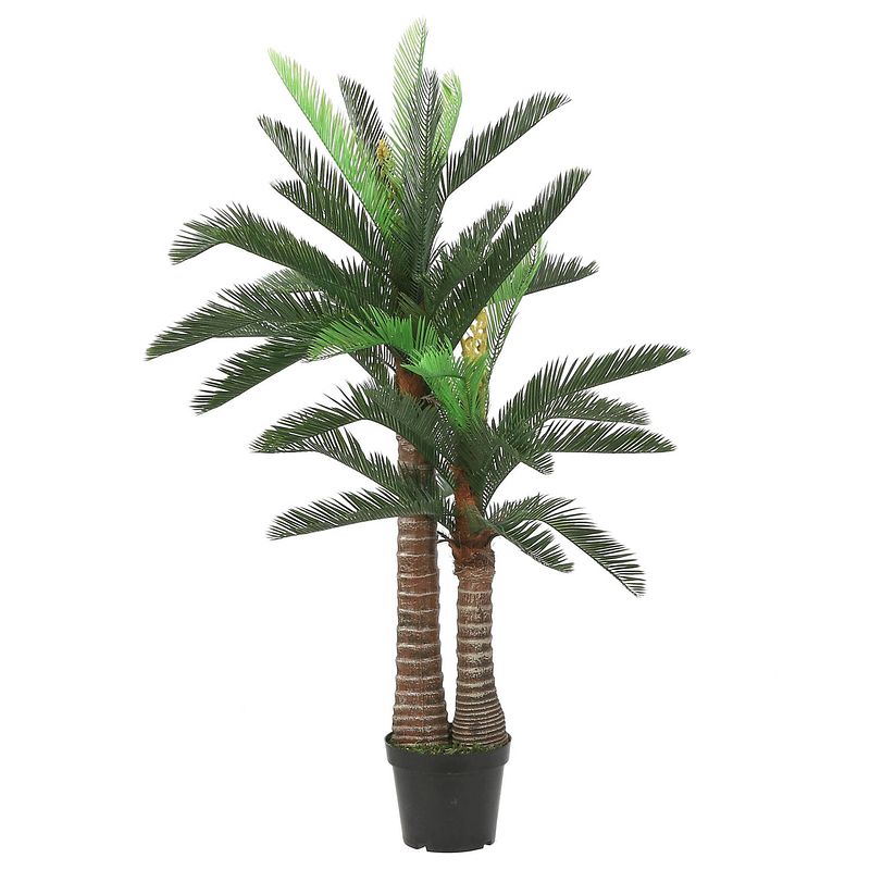 Foto van Mica decorations palm kunstplant - groen - h150 x d95 cm - kunstplanten