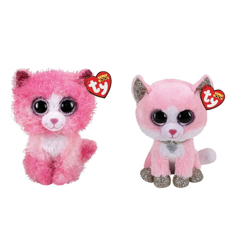 Foto van Ty - knuffel - beanie boo's - reagan cat & fiona pink cat