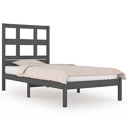 Foto van The living store bedframe grenenhout - 195.5 x 95.5 x 31 cm - grijs - 90 x 190 cm - massief - montage vereist