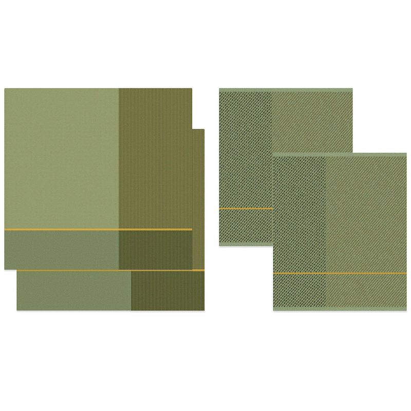 Foto van Ddddd 2x theedoek + 2x keukendoek blend - olive green