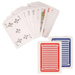 Foto van Set van 4x mini clown speelkaarten rood en blauw - kaartspel