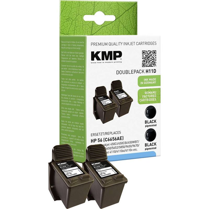 Foto van Kmp inkt vervangt hp 56 compatibel 2-pack zwart h11d 0995,4021